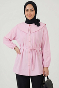Sailor Collar Ribbed Tunic Pink