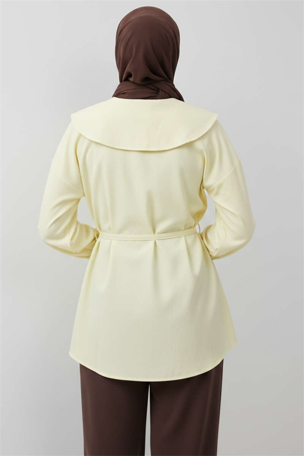 Sailor Collar Ribbed Tunic Yellow