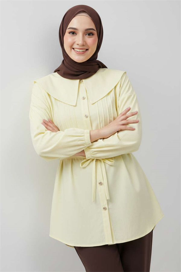 Sailor Collar Ribbed Tunic Yellow