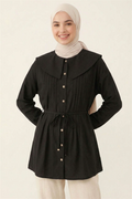 Sailor Collar Ribbed Tunic Black