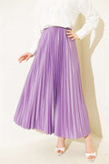 Leather-Look Pleated Skirt, Lilac