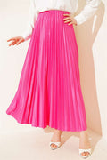 Leather-Look Pleated Skirt Pink
