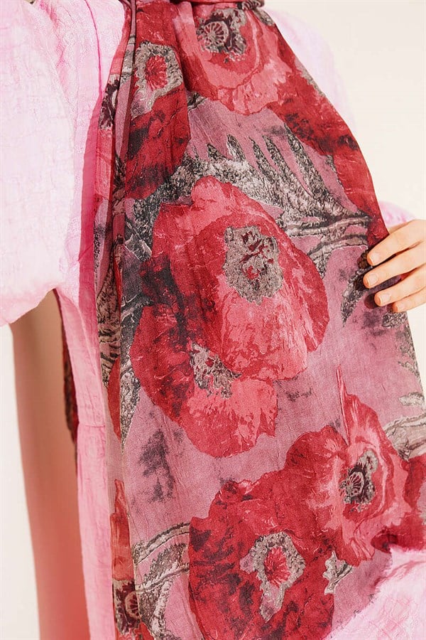 Patterned Aya Series Bamboo Crash Scarf, Rose Pink