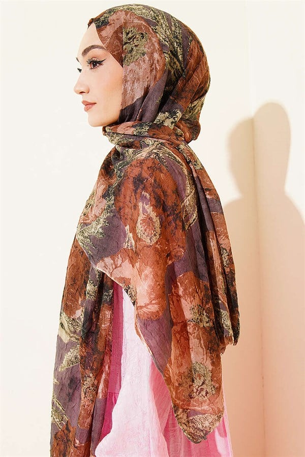 Patterned Aya Series Bamboo Crush Shawl Latte
