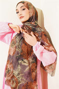 Patterned Aya Series Bamboo Crush Shawl Latte