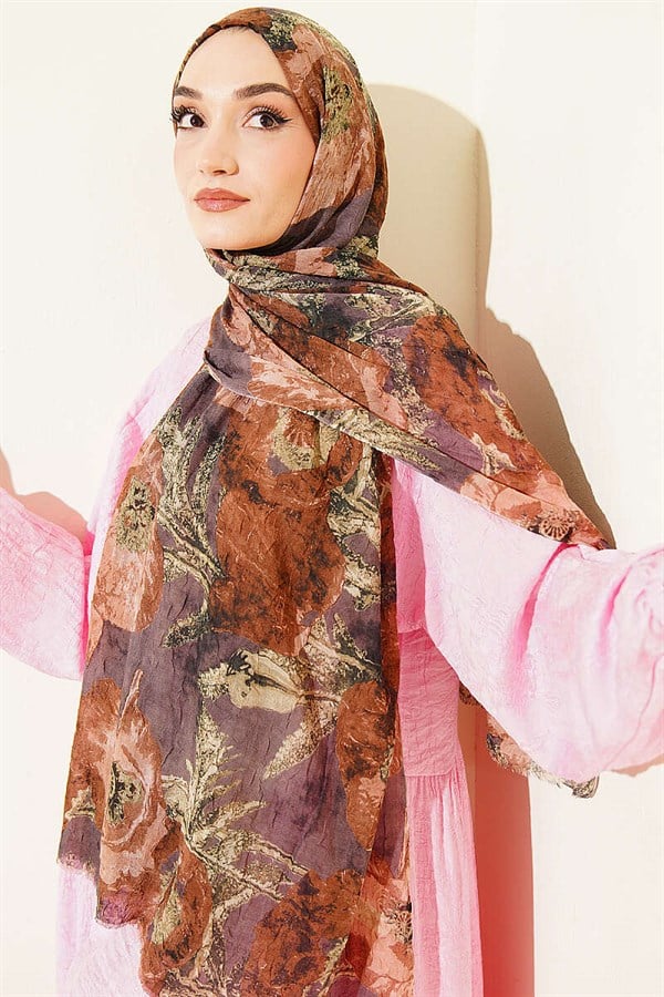 Patterned Aya Series Bamboo Crush Shawl Latte