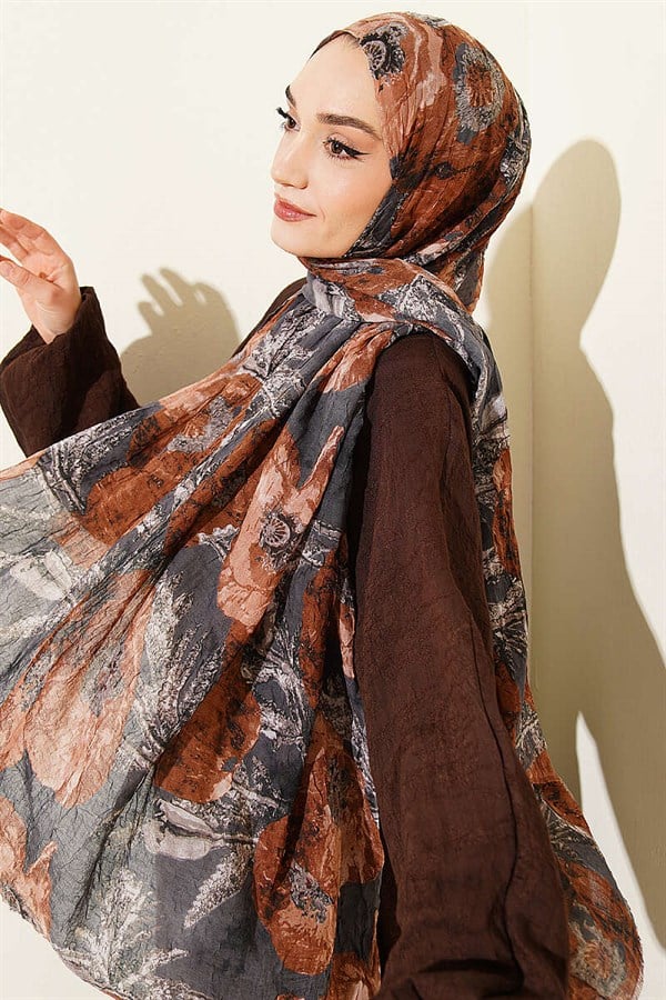 Patterned Aya Series Bamboo Crash Shawl Earth Tones