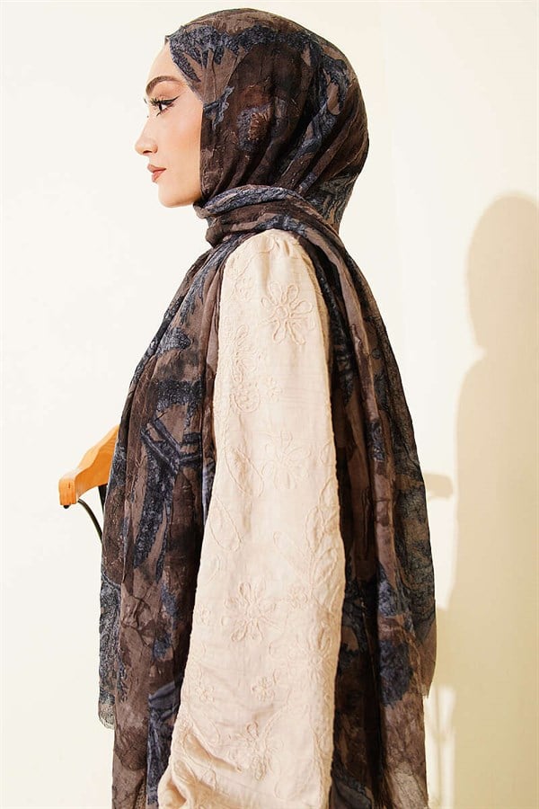 Patterned Aya Series Bamboo Kash Shawl Mink