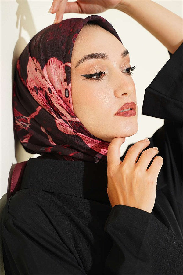 Patterned Bamboo Crash Scarf Burgundy