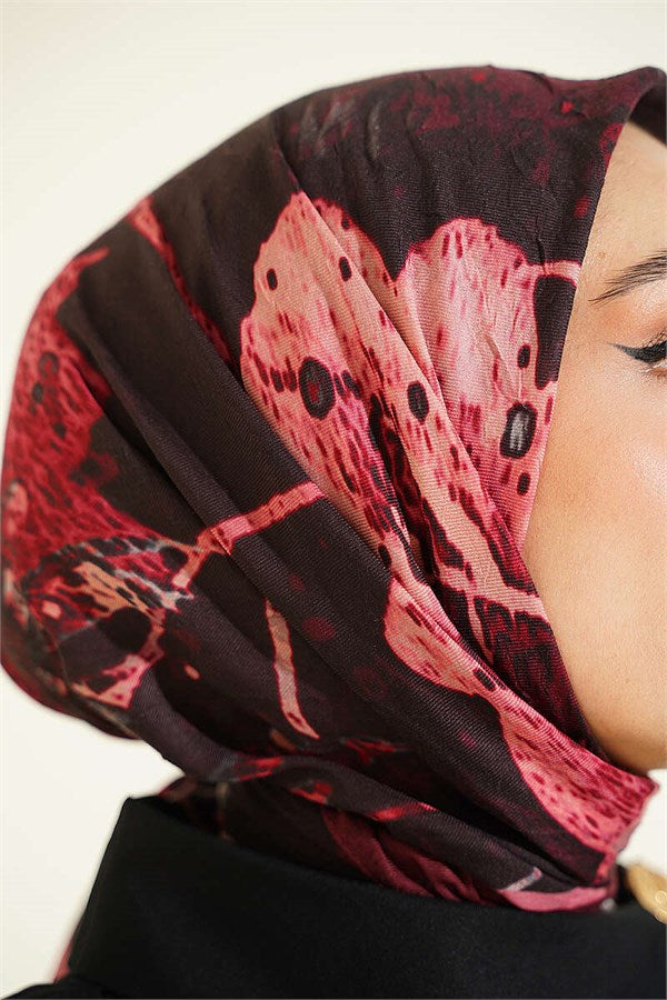Patterned Bamboo Crash Scarf Burgundy