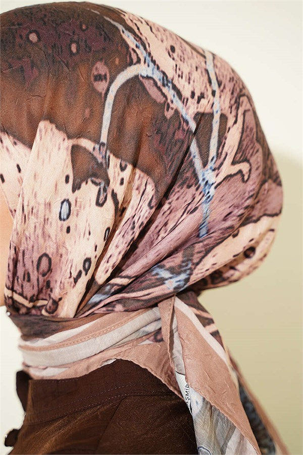 Patterned Bamboo Crash Scarf Camel