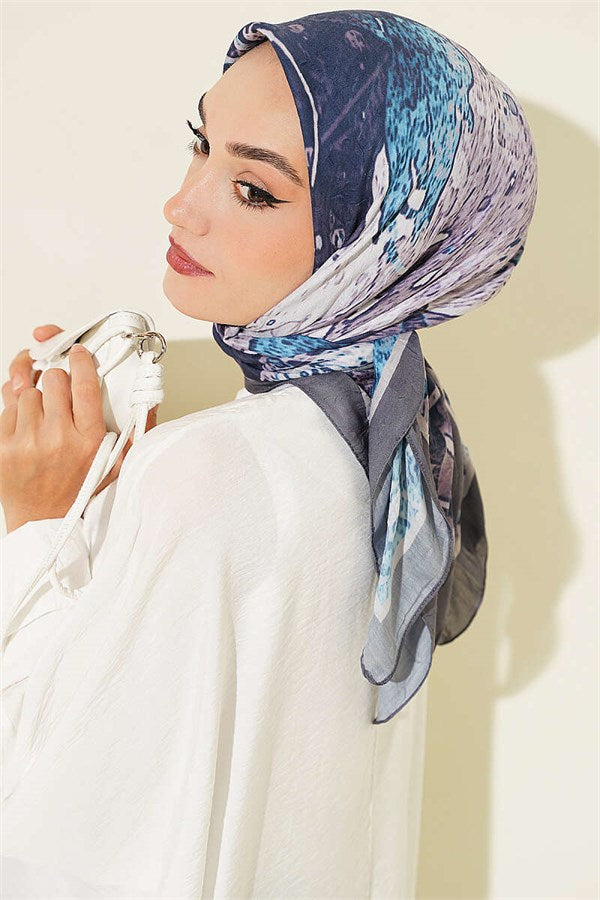 Patterned Ayda Bamboo Crash Scarf, Smoke Grey