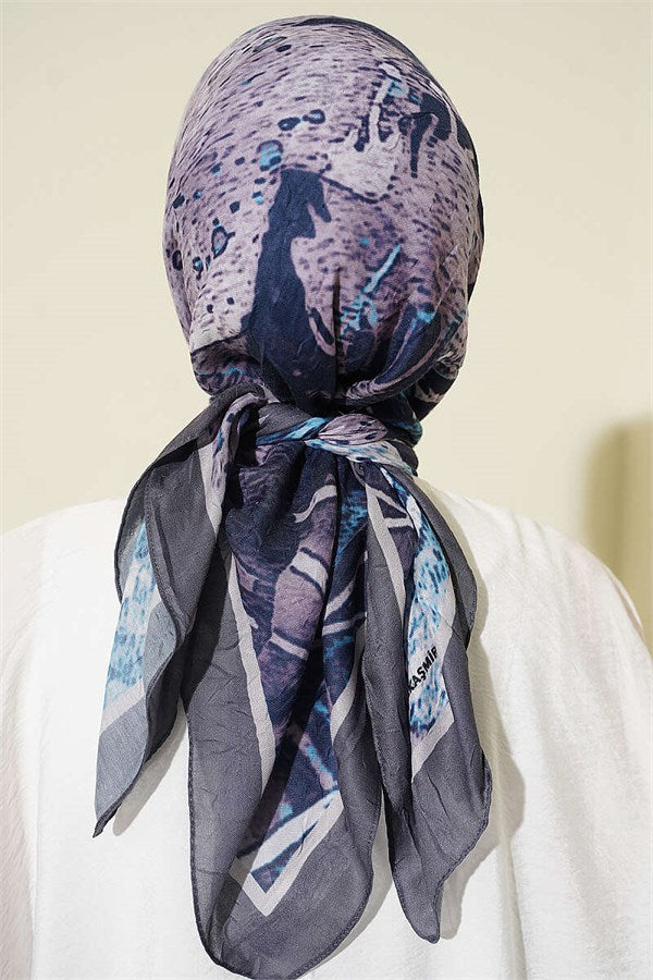 Patterned Ayda Bamboo Crash Scarf, Smoke Grey