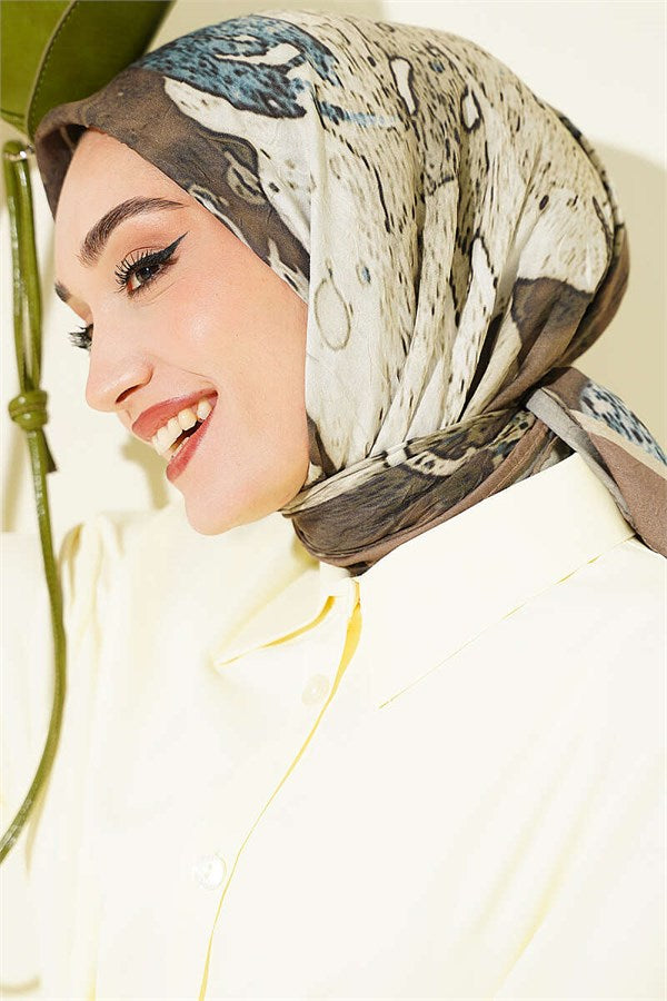 Patterned Bamboo Crash Scarf Khaki