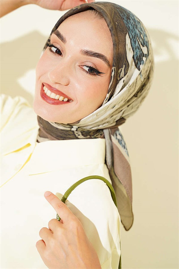 Patterned Bamboo Crash Scarf Khaki