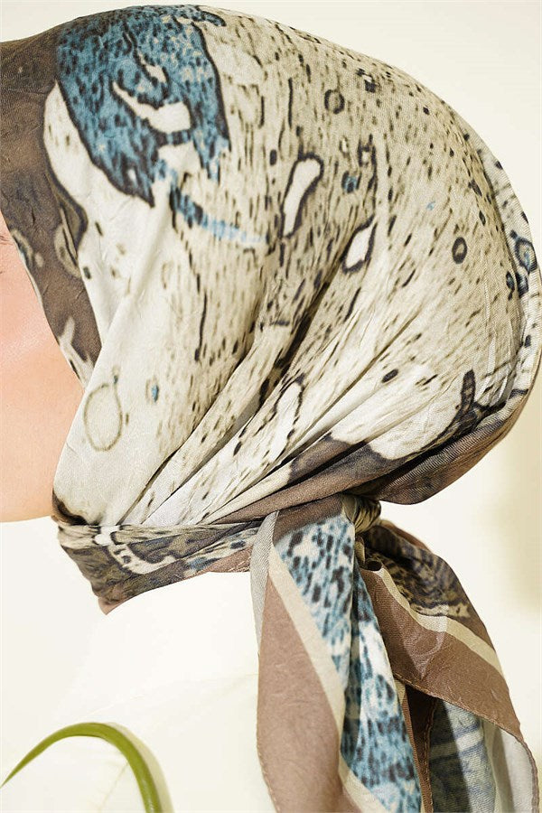 Patterned Bamboo Crash Scarf Khaki