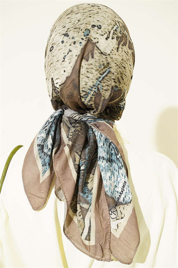Patterned Bamboo Crash Scarf Khaki