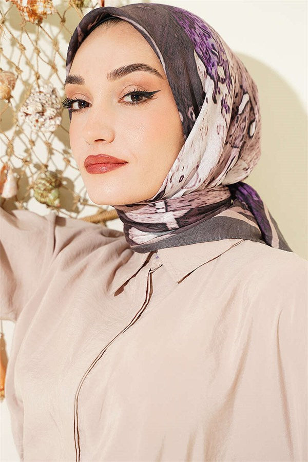Patterned Ayda Bamboo Crash Scarf Dark Mink