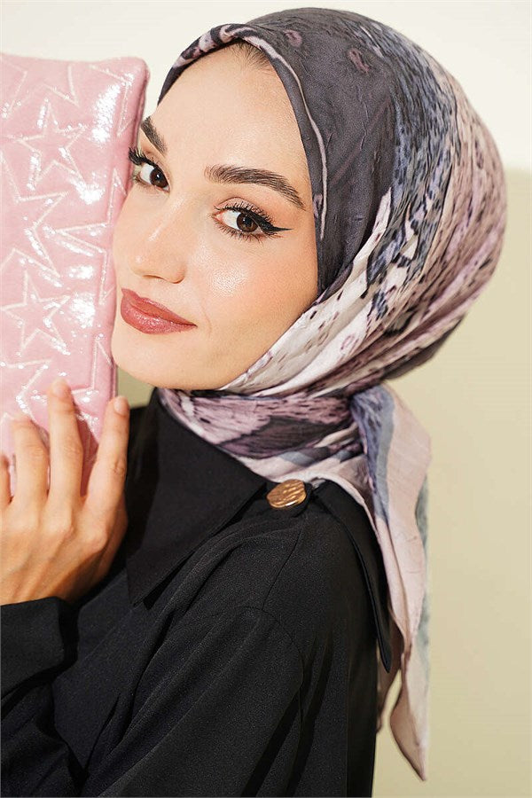 Patterned Bamboo Crush Scarf, Sand Beige