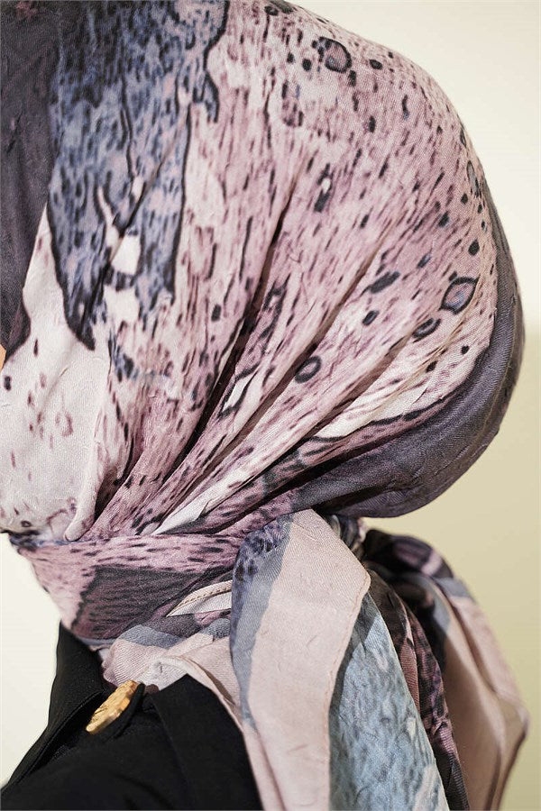 Patterned Bamboo Crush Scarf, Sand Beige