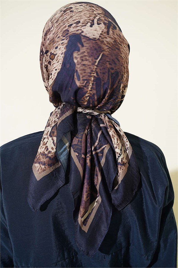 Patterned Ayda Bamboo Crash Scarf Navy Blue