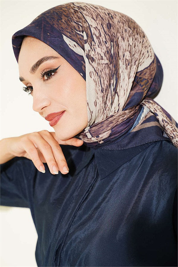 Patterned Ayda Bamboo Crash Scarf Navy Blue
