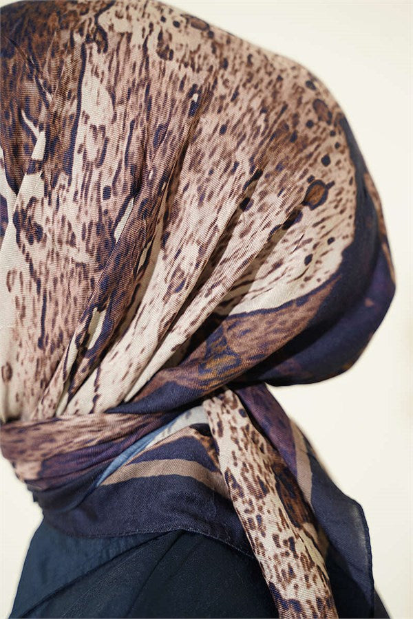 Patterned Ayda Bamboo Crash Scarf Navy Blue