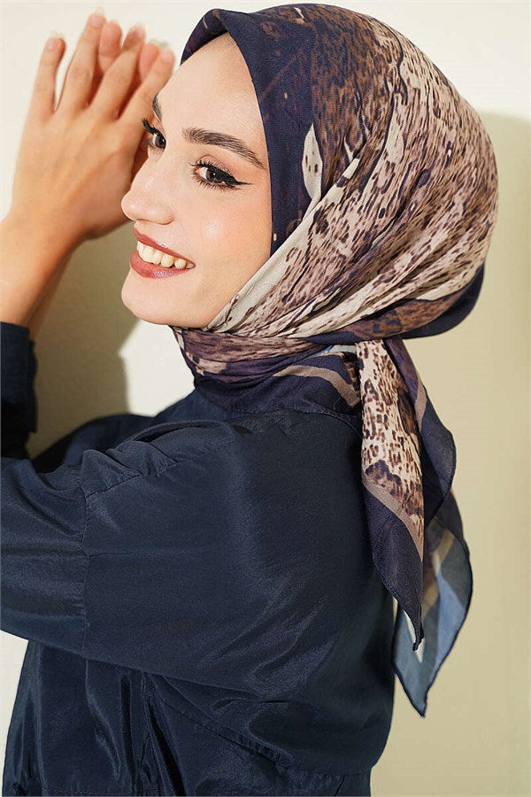 Patterned Ayda Bamboo Crash Scarf Navy Blue