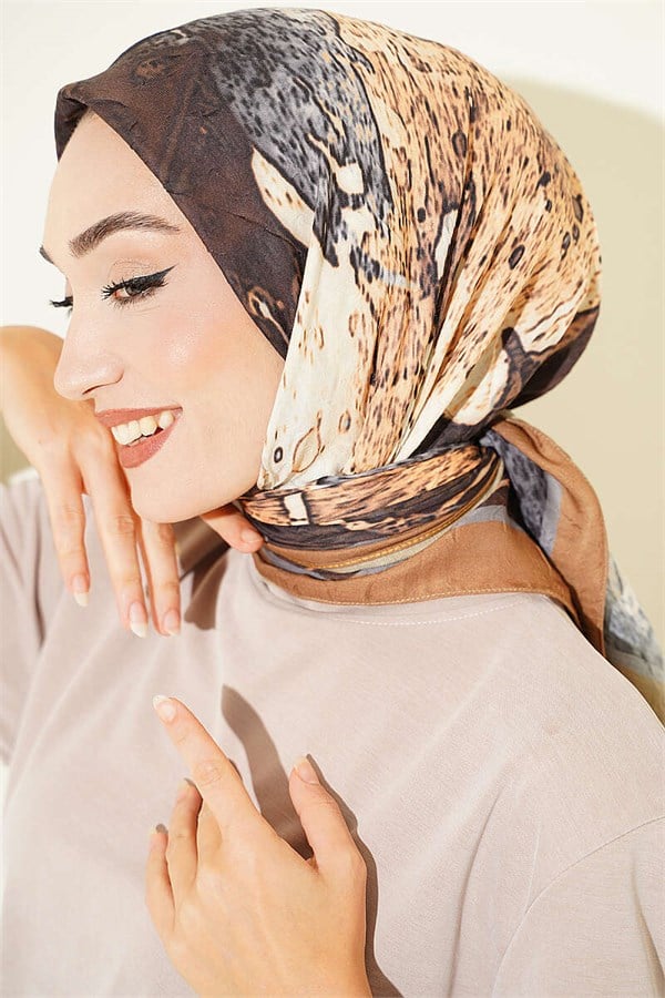 Patterned Bamboo Crush Scarf Saffron