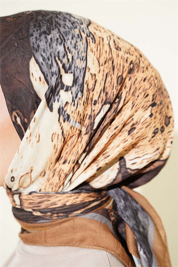 Patterned Bamboo Crush Scarf Saffron