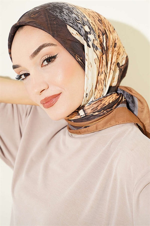 Patterned Bamboo Crush Scarf Saffron
