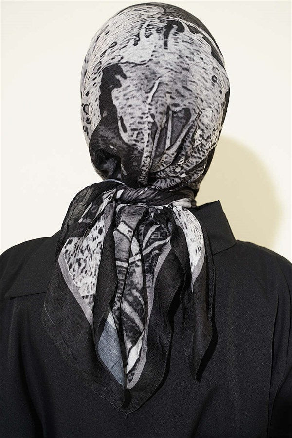 Patterned Bamboo Crash Scarf Black