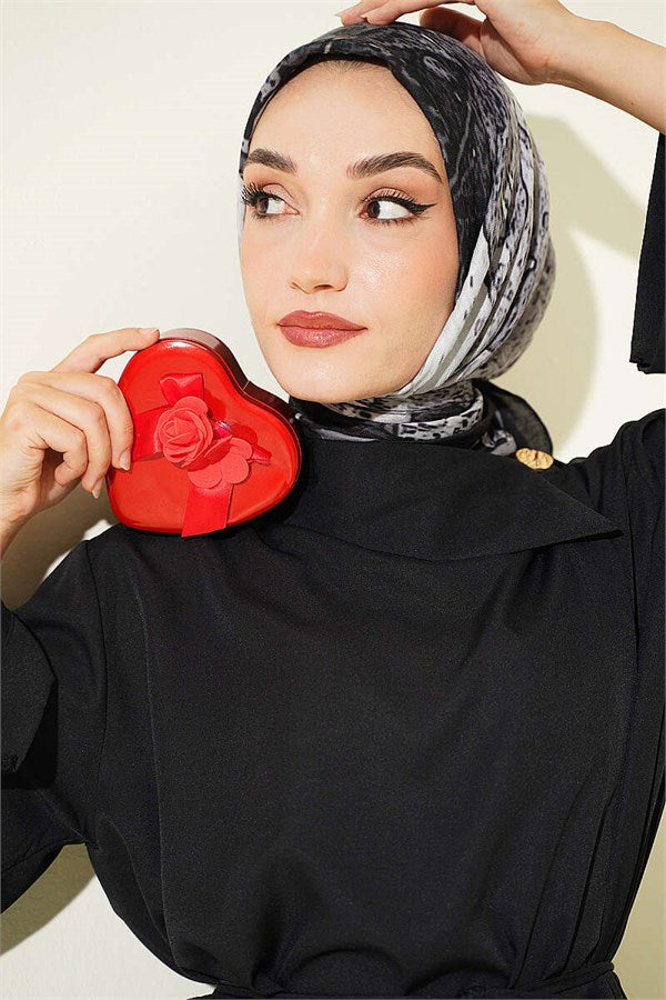 Patterned Bamboo Crash Scarf Black