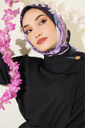 Patterned Bamboo Crash Scarf Black Lilac