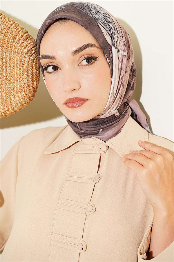 Patterned Ayda Bamboo Crush Scarf Soft Coffee