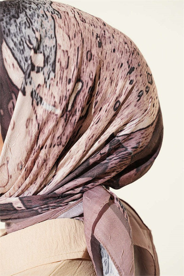 Patterned Ayda Bamboo Crush Scarf Soft Coffee