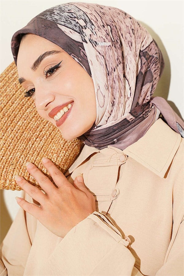 Patterned Ayda Bamboo Crush Scarf Soft Coffee