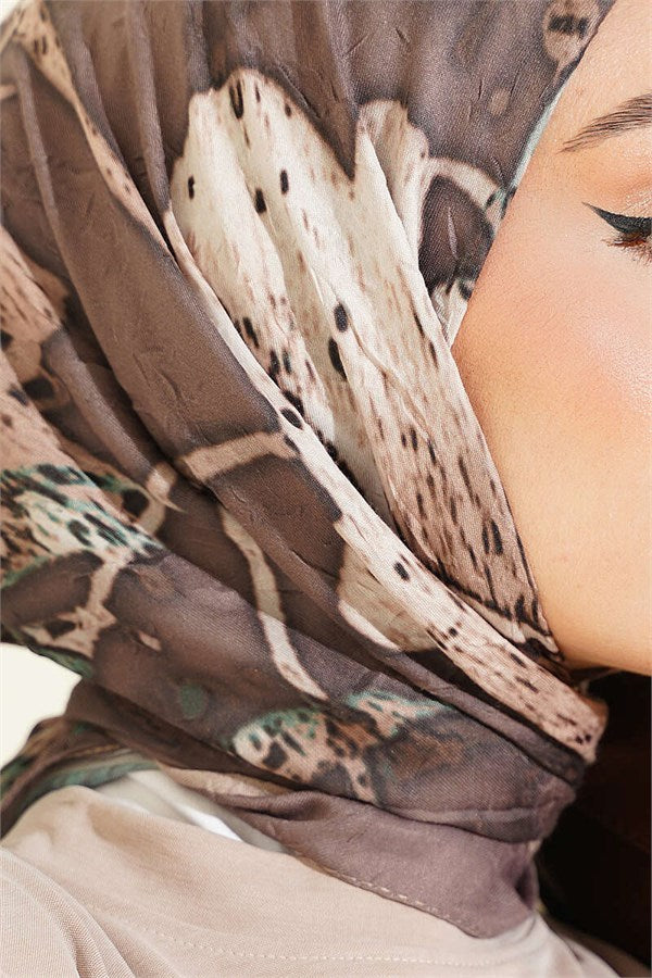 Patterned Bamboo Kash Scarf Mink