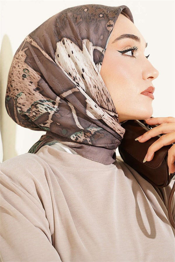 Patterned Bamboo Kash Scarf Mink