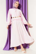 2 Piece Set with patterned skirt and tie detail, pink.