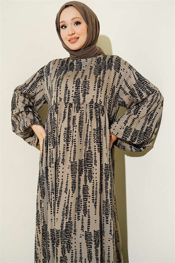 Patterned Belmando Dress, Mink