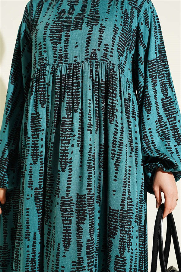 Patterned Belmando Dress Emerald