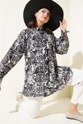 Patterned Ankle Tie Shirt Black