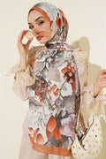 Patterned French Silk Shawl Camel