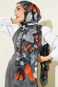 Patterned French Silk Shawl, Smoke Grey