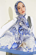 Patterned French Silk Shawl Indigo