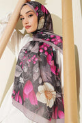 Patterned French Silk Shawl, Mink