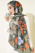 Patterned French Silk Shawl Emerald