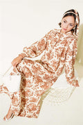 Patterned Shirt Collar Stone Buttoned Dress Camel