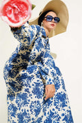 Patterned Shirt Collar Stone Buttoned Dress Indigo